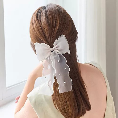 【フィービィー/phoebe】のフレアリボンドットパールヘアゴム ベージュ 人気、トレンドファッション・服の通販 founy(ファニー) 　ファッション　Fashion　レディースファッション　Fashion for Women　おすすめ　Recommended / Our Picks　オーガンジー　Organza Fabric　パール　Pearl, Pearl Accent　ビッグ　Big, Oversized　リボン　Ribbon, Bow　エレガント 上品　Elegant　結婚式　Wedding　other-2|ID: prp329100004647748 ipo3291000000033551383