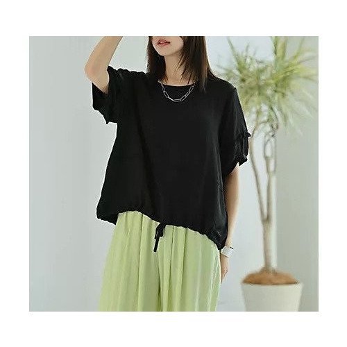 【スタイルデリ/STYLE DELI】の【BLK001】袖フリルドロストカットソー インテリア・キッズ・メンズ・レディースファッション・服の通販 founy(ファニー) 　ファッション　Fashion　レディースファッション　Fashion for Women　トップス・カットソー　Cut & Sew Tops　カットソー・ベーシックTシャツ　Cut-and-Sewn Tops / Stretch Tees & Basics　インナー　Innerwear　春　Spring　秋　Autumn　カットソー　Cut and Sewn Top　軽量　Lightweight, Ultra Light　シンプル　Simple, Minimal　デニム　Denim, Jeans Material　バランス　Balance, Style Balance　フリル　Frill, Ruffle　リラックス　Relax, Relaxed Fit　ワイド　Wide, Wide Fit　S/S・春夏　SS, Spring/Summer, Warm Season　おすすめ　Recommended / Our Picks　夏　Summer　旅行　Travel　ビジネス 仕事 通勤　Business / Work / Commuting　ブラック|ID: prp329100004648597 ipo3291000000033563312