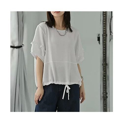 【スタイルデリ/STYLE DELI】の【BLK001】袖フリルドロストカットソー インテリア・キッズ・メンズ・レディースファッション・服の通販 founy(ファニー) 　ファッション　Fashion　レディースファッション　Fashion for Women　トップス・カットソー　Cut & Sew Tops　カットソー・ベーシックTシャツ　Cut-and-Sewn Tops / Stretch Tees & Basics　インナー　Innerwear　春　Spring　秋　Autumn　カットソー　Cut and Sewn Top　軽量　Lightweight, Ultra Light　シンプル　Simple, Minimal　デニム　Denim, Jeans Material　バランス　Balance, Style Balance　フリル　Frill, Ruffle　リラックス　Relax, Relaxed Fit　ワイド　Wide, Wide Fit　S/S・春夏　SS, Spring/Summer, Warm Season　おすすめ　Recommended / Our Picks　夏　Summer　旅行　Travel　ビジネス 仕事 通勤　Business / Work / Commuting　ホワイト|ID: prp329100004648597 ipo3291000000033563313