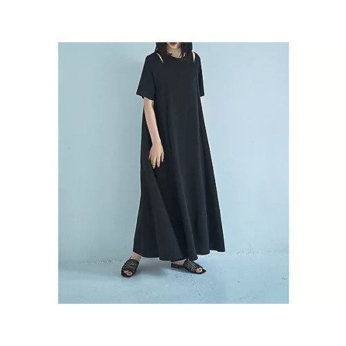 【マージュール/marjour】のSHOULDER SLIT HALF SLEEVE DRESS 人気、トレンドファッション・服の通販 founy(ファニー) 　ファッション　Fashion　レディースファッション　Fashion for Women　トップス・カットソー　Cut & Sew Tops　ワンピース　Dresses　フォーマル・パーティードレス・結婚式用ドレス　Elegant & Casual Dresses　インナー　Innerwear　シンプル　Simple, Minimal　ストレッチ　Stretch, Stretchy Fabric　スリット　Slit, Slit Detail　とろみ　Fluid, Flowy Fabric　フレア　Flare, Flared　ポケット　Pocket, Pocket Detail　ロング　Long, Long-Length　other-3|ID: prp329100004648602 ipo3291000000033563351