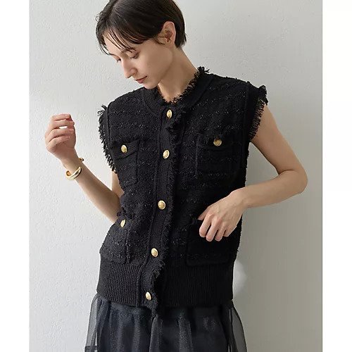 【ウィムガゼット/Whim Gazette】のツィードニットジレ 人気、トレンドファッション・服の通販 founy(ファニー) 　ファッション　Fashion　レディースファッション　Fashion for Women　アウター　Coat / Outerwear Collection　トップス・カットソー　Cut & Sew Tops　ニット　Knit Tops & Sweaters　ベスト&ジレ / 重ね着スタイル　Vests & Gilets　クラシカル　Classical, Vintage-Inspired　クラシック　Classic, Timeless Style　ツイード　Twill, Twill Weave　ベスト　Vest, Waistcoat　ミックス　Mix, Mixed Style　モダン　Modern, Contemporary　ラグジュアリー　Luxury, Elegant　2025年　2025　2025-2026秋冬・A/W　Autumn/Winter 2025–26 AW25–26　other-2|ID: prp329100004649861 ipo3291000000033589712