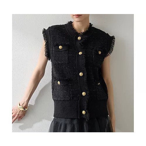 【ウィムガゼット/Whim Gazette】のツィードニットジレ 人気、トレンドファッション・服の通販 founy(ファニー) 　ファッション　Fashion　レディースファッション　Fashion for Women　アウター　Coat / Outerwear Collection　トップス・カットソー　Cut & Sew Tops　ニット　Knit Tops & Sweaters　ベスト&ジレ / 重ね着スタイル　Vests & Gilets　クラシカル　Classical, Vintage-Inspired　クラシック　Classic, Timeless Style　ツイード　Twill, Twill Weave　ベスト　Vest, Waistcoat　ミックス　Mix, Mixed Style　モダン　Modern, Contemporary　ラグジュアリー　Luxury, Elegant　2025年　2025　2025-2026秋冬・A/W　Autumn/Winter 2025–26 AW25–26　other-3|ID: prp329100004649861 ipo3291000000033589714