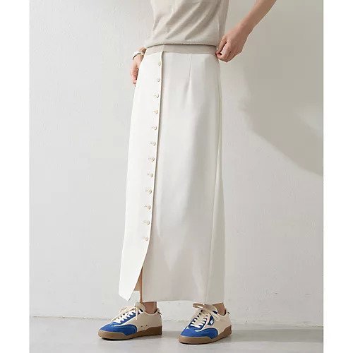 【ウィムガゼット/Whim Gazette】のWクロスボタンスカート インテリア・キッズ・メンズ・レディースファッション・服の通販 founy(ファニー) 　ファッション　Fashion　レディースファッション　Fashion for Women　スカート　Skirts　2025年　2025　2025-2026秋冬・A/W　Autumn/Winter 2025–26 AW25–26　カットソー　Cut and Sewn Top　シンプル　Simple, Minimal　ストレッチ　Stretch, Stretchy Fabric　フロント　Front, Front Design　ベーシック　Basic, Essential　ヴィンテージ　Vintage Style　吸水　Absorbent, Quick-Dry　オフホワイト|ID: prp329100004649869 ipo3291000000033589780