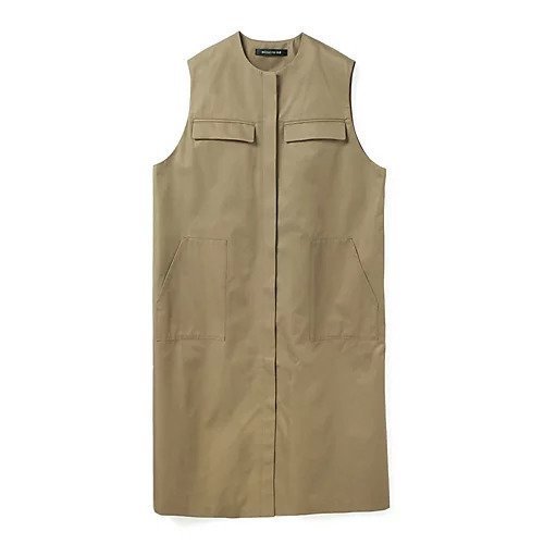 【ミズイロ インド/mizuiro ind】のポケット付きクルーネックロングジレ インテリア・キッズ・メンズ・レディースファッション・服の通販 founy(ファニー) 　ファッション　Fashion　レディースファッション　Fashion for Women　アウター　Coat / Outerwear Collection　トップス・カットソー　Cut & Sew Tops　ベスト&ジレ / 重ね着スタイル　Vests & Gilets　ジャケット　Jacket, Outerwear　フロント　Front, Front Design　ポケット　Pocket, Pocket Detail　ワーク　Workwear, Utility Style　ベージュ|ID: prp329100004649970 ipo3291000000035918954