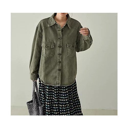 【スタイルデリ/STYLE DELI】の【LUXE】製品洗いカラーデニムシャツジャケット インテリア・キッズ・メンズ・レディースファッション・服の通販 founy(ファニー) 　ファッション　Fashion　レディースファッション　Fashion for Women　アウター　Coat / Outerwear Collection　レディースジャケット・軽アウター　Jackets　アクセサリー　Fashion Accessories　ヴィンテージ　Vintage Style　シルバー　Silver, Metallic Silver　ジャケット　Jacket, Outerwear　スリット　Slit, Slit Detail　デニム　Denim, Jeans Material　フロント　Front, Front Design　ポケット　Pocket, Pocket Detail　夏　Summer　カーキ|ID: prp329100004650921 ipo3291000000033602153