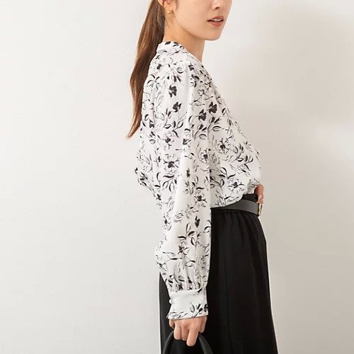 【ノーリーズソフィー/NOLLEY'S sophi】のウォッシャブルジョーゼットVネックブラウス インテリア・キッズ・メンズ・レディースファッション・服の通販 founy(ファニー) 　ファッション　Fashion　レディースファッション　Fashion for Women　トップス・カットソー　Cut & Sew Tops　シャツ・ブラウス・オフィスカジュアル　Elegant Blouses & Button-Ups　Vネックトップス　V-Neck Tops / V-Cut Neckline Shirts　2025年　2025　2025-2026秋冬・A/W　Autumn/Winter 2025–26 AW25–26　おすすめ　Recommended / Our Picks　インナー　Innerwear　オケージョン　Occasion Wear　サテン　Satin, Glossy Fabric　ジャケット　Jacket, Outerwear　プリント　Print, Printed Pattern　エレガント 上品　Elegant　ビジネス 仕事 通勤　Business / Work / Commuting　ホワイト系2|ID: prp329100004651069 ipo3291000000033603758