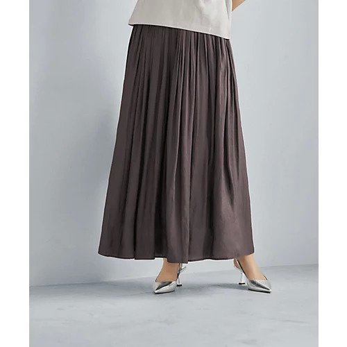 【スタイルデリ/STYLE DELI】の【Made in JAPAN】ロングレングスV.サテンギャザースカート インテリア・キッズ・メンズ・レディースファッション・服の通販 founy(ファニー) 　ファッション　Fashion　レディースファッション　Fashion for Women　スカート　Skirts　くるぶし　Ankle-Length　ギャザー　Gathered, Ruffled　軽量　Lightweight, Ultra Light　スリット　Slit, Slit Detail　センター　Center, Center Line　定番　Standard, Basic Item　人気　Popular, Best Seller　フレア　Flare, Flared　ポケット　Pocket, Pocket Detail　ループ　Loop, Loop Knit　ロング　Long, Long-Length　日本製　Made In Japan　セピア|ID: prp329100004651076 ipo3291000000033603829