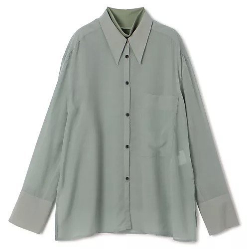 【アキラナカ/AKIRANAKA】のCamille layer shirt インテリア・キッズ・メンズ・レディースファッション・服の通販 founy(ファニー) 　ファッション　Fashion　レディースファッション　Fashion for Women　トップス・カットソー　Cut & Sew Tops　シャツ・ブラウス・オフィスカジュアル　Elegant Blouses & Button-Ups　2025年　2025　2025-2026秋冬・A/W　Autumn/Winter 2025–26 AW25–26　シアー　Sheer, See-Through　ハイネック　High Neck, Mock Neck　ポケット　Pocket, Pocket Detail　GREEN|ID: prp329100004651932 ipo3291000000033615180