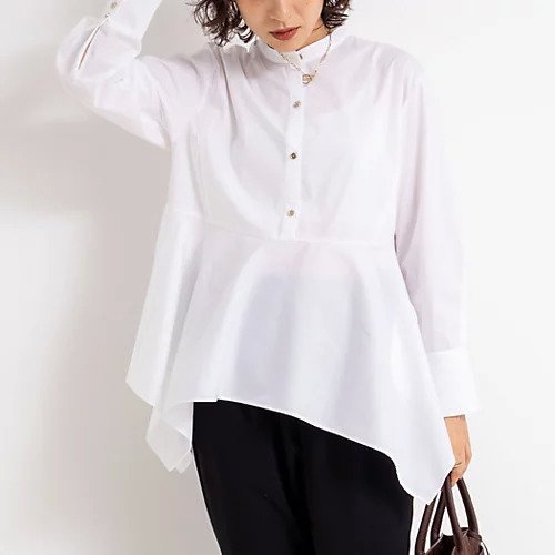 【ノーリーズソフィー/NOLLEY'S sophi】のウォッシャブルハンカチーフヘムシャツ インテリア・キッズ・メンズ・レディースファッション・服の通販 founy(ファニー) 　ファッション　Fashion　レディースファッション　Fashion for Women　トップス・カットソー　Cut & Sew Tops　シャツ・ブラウス・オフィスカジュアル　Elegant Blouses & Button-Ups　2025年　2025　2025-2026秋冬・A/W　Autumn/Winter 2025–26 AW25–26　ストレッチ　Stretch, Stretchy Fabric　メタル　Metal, Metal Parts　ホワイト|ID: prp329100004651936 ipo3291000000033615209