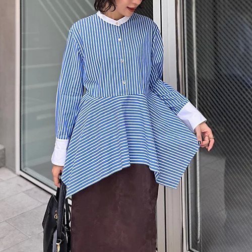 【ノーリーズソフィー/NOLLEY'S sophi】のウォッシャブルハンカチーフヘムシャツ インテリア・キッズ・メンズ・レディースファッション・服の通販 founy(ファニー)  ファッション Fashion レディースファッション Fashion for Women トップス・カットソー Cut & Sew Tops シャツ・ブラウス・オフィスカジュアル Elegant Blouses & Button-Ups 2025年 2025 2025-2026秋冬・A/W Autumn/Winter 2025–26 AW25–26 ストレッチ Stretch, Stretchy Fabric メタル Metal, Metal Parts ブルー系1|ID: prp329100004651936 ipo3291000000034015884