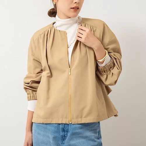 【ノーリーズ/NOLLEY'S】のウォッシャブルジップアップブルゾン インテリア・キッズ・メンズ・レディースファッション・服の通販 founy(ファニー) 　ファッション　Fashion　レディースファッション　Fashion for Women　アウター　Coat / Outerwear Collection　ブルゾンジャケット・スポーティアウター　Blouson Jackets　2025年　2025　2025-2026秋冬・A/W　Autumn/Winter 2025–26 AW25–26　ギャザー　Gathered, Ruffled　グログラン　Grosgrain, Grosgrain Ribbon　ショート　Short, Short Length　ドローコード　Drawcord, Drawstring Cord　ブルゾン　Blouson, Bomber Jacket　ベージュ|ID: prp329100004652000 ipo3291000000033615702