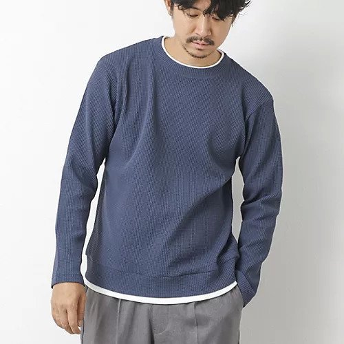 【ノーリーズ グッドマン/NOLLEY'S goodman / MEN】の【IRM】《吸水速乾/UVカット》ワッフルダブルカラー LS Tee 25AW インテリア・キッズ・メンズ・レディースファッション・服の通販 founy(ファニー) 　ファッション　Fashion　メンズファッション　Fashion for Men　2025年　2025　2025-2026秋冬・A/W　Autumn/Winter 2025–26 AW25–26　インナー　Innerwear　ウォッシャブル　Machine Washable　ストレッチ　Stretch, Stretchy Fabric　ダブル　Double, Double-Breasted　ワッフル　Waffle, Waffle Knit　吸水　Absorbent, Quick-Dry　グレイッシュブルー|ID: prp329100004652025 ipo3291000000033615858
