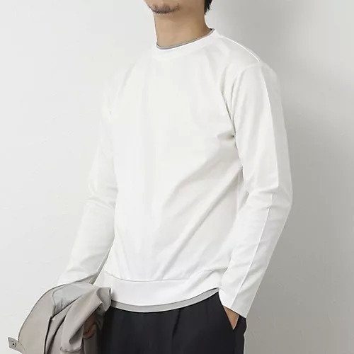 【ノーリーズ グッドマン/NOLLEY'S goodman / MEN】のハイゲージ スーピマコットン ダブルカラーTee 25AW インテリア・キッズ・メンズ・レディースファッション・服の通販 founy(ファニー)  ファッション Fashion メンズファッション Fashion for Men 2025年 2025 2025-2026秋冬・A/W Autumn/Winter 2025–26 AW25–26 インナー Innerwear クール Cool, Chic シルケット Silket, Silky Cotton ジャケット Jacket, Outerwear ダブル Double, Double-Breasted ブルゾン Blouson, Bomber Jacket リラックス Relax, Relaxed Fit A/W・秋冬 Autumn/Winter 長袖 Long Sleeve, Full Sleeve ホワイト|ID: prp329100004652026 ipo3291000000033927478