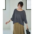 【スタイルデリ/STYLE DELI】のワイドなルーズネック麻混ニットトップス グレー|ID: prp329100004653168 ipo3291000000033628669