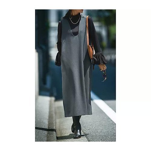 【エムセブンデイズ/M7days】の【高垣麗子さんコラボ】Uネックジャンパースカート 人気、トレンドファッション・服の通販 founy(ファニー) 　ファッション　Fashion　レディースファッション　Fashion for Women　スカート　Skirts　インナー　Innerwear　カットソー　Cut and Sewn Top　コラボ　Collaboration, Collab　スリット　Slit, Slit Detail　ポケット　Pocket, Pocket Detail　メランジ　Melange, Mixed Yarn　楽ちん　Easy Fit, Comfortable　洗える　Machine Washable　other-2|ID: prp329100004654635 ipo3291000000033654486