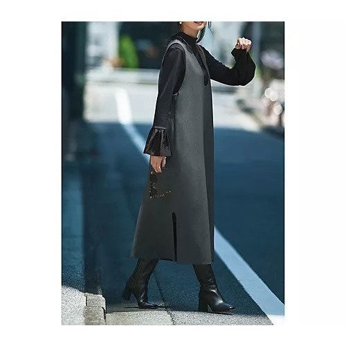 【エムセブンデイズ/M7days】の【高垣麗子さんコラボ】Uネックジャンパースカート 人気、トレンドファッション・服の通販 founy(ファニー) 　ファッション　Fashion　レディースファッション　Fashion for Women　スカート　Skirts　インナー　Innerwear　カットソー　Cut and Sewn Top　コラボ　Collaboration, Collab　スリット　Slit, Slit Detail　ポケット　Pocket, Pocket Detail　メランジ　Melange, Mixed Yarn　楽ちん　Easy Fit, Comfortable　洗える　Machine Washable　other-3|ID: prp329100004654635 ipo3291000000033654487