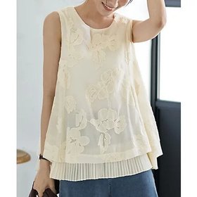 【スタイルデリ/STYLE DELI】 プリーツレイヤードフラワー刺繍ブラウス人気、トレンドファッション・服の通販 founy(ファニー) ファッション Fashion レディースファッション Fashion for Women トップス・カットソー Cut & Sew Tops シャツ・ブラウス・オフィスカジュアル Elegant Blouses & Button-Ups インナー Innerwear オーガンジー Organza Fabric キャミソール Camisole, Spaghetti Strap Top シアー Sheer, See-Through シフォン Chiffon, Lightweight Fabric ジャケット Jacket, Outerwear スリット Slit, Slit Detail デニム Denim, Jeans Material 定番 Standard, Basic Item ノースリーブ Sleeveless, No-Sleeve フォーマル Formal, Dressy プリーツ Pleats, Pleated ペプラム Peplum, Flared Hem ペンシル Pencil, Pencil Skirt ラウンド Round, Round Neck A/W・秋冬 Autumn/Winter エレガント 上品 Elegant |ID:prp329100004655213