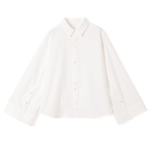 【スアデオ/suadeo】のワイドスリーブケープシャツ インテリア・キッズ・メンズ・レディースファッション・服の通販 founy(ファニー) 　ファッション　Fashion　レディースファッション　Fashion for Women　トップス・カットソー　Cut & Sew Tops　シャツ・ブラウス・オフィスカジュアル　Elegant Blouses & Button-Ups　洗える　Machine Washable　吸水　Absorbent, Quick-Dry　ストライプ　Stripe, Striped Pattern　ストレッチ　Stretch, Stretchy Fabric　スリーブ　Sleeve, Long Sleeve / Short Sleeve　バランス　Balance, Style Balance　フロント　Front, Front Design　ワイド　Wide, Wide Fit　ホワイト|ID: prp329100004655216 ipo3291000000033666682