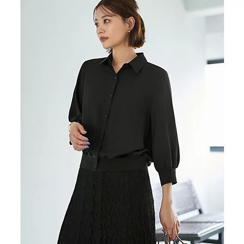 【スタイルデリ/STYLE DELI】の袖口裾リブ7分袖ジョーゼットシャツ 人気、トレンドファッション・服の通販 founy(ファニー) 　ファッション　Fashion　レディースファッション　Fashion for Women　トップス・カットソー　Cut & Sew Tops　シャツ・ブラウス・オフィスカジュアル　Elegant Blouses & Button-Ups　イエロー　Yellow　オレンジ　Orange　ギャザー　Gathered, Ruffled　コンパクト　Compact, Small Size　サロペット　Overalls, Salopette　シンプル　Simple, Minimal　ジャケット　Jacket, Outerwear　ジョーゼット　Georgette, Semi-Sheer Fabric　スリット　Slit, Slit Detail　定番　Standard, Basic Item　人気　Popular, Best Seller　フロント　Front, Front Design　ブルゾン　Blouson, Bomber Jacket　ベスト　Vest, Waistcoat　夏　Summer　 other-1|ID: prp329100004660513 ipo3291000000034242346