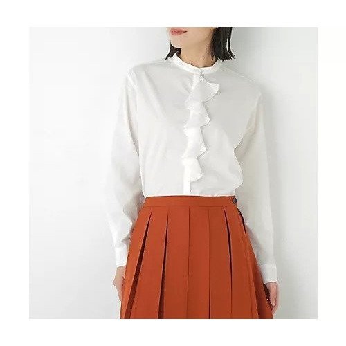 【ヒューマンウーマン/HUMAN WOMAN】のタイプライターラッフルブラウス インテリア・キッズ・メンズ・レディースファッション・服の通販 founy(ファニー) 　ファッション　Fashion　レディースファッション　Fashion for Women　トップス・カットソー　Cut & Sew Tops　シャツ・ブラウス・オフィスカジュアル　Elegant Blouses & Button-Ups　おすすめ　Recommended / Our Picks　エレガント 上品　Elegant　ジャケット　Jacket, Outerwear　スタンダード　Standard, Basic　ラッフル　Ruffle, Frill　ホワイト|ID: prp329100004664814 ipo3291000000033744071