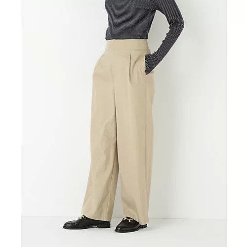 【ヒューマンウーマン/HUMAN WOMAN】のコットンナイロンツイルパンツ インテリア・キッズ・メンズ・レディースファッション・服の通販 founy(ファニー) 　ファッション　Fashion　レディースファッション　Fashion for Women　パンツ　Pants & Trousers　おすすめ　Recommended / Our Picks　スタンダード　Standard, Basic　ツイル　Twist, Twisted Detail　ベージュ|ID: prp329100004664862 ipo3291000000033744414