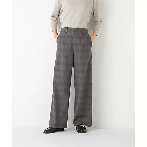 【ヒューマンウーマン/HUMAN WOMAN】の強撚シャークスキンセミワイドパンツ インテリア・キッズ・メンズ・レディースファッション・服の通販 founy(ファニー) 　ファッション　Fashion　レディースファッション　Fashion for Women　パンツ　Pants & Trousers　おすすめ　Recommended / Our Picks　ジャケット　Jacket, Outerwear　スタンダード　Standard, Basic　ストレッチ　Stretch, Stretchy Fabric　セットアップ　Set-Up, Coordinated Outfit　チェック　Check, Plaid, Tartan　バイアス　Bias, Diagonal Cut　ボトム　Bottoms, Lower Wear　ポケット　Pocket, Pocket Detail　ループ　Loop, Loop Knit　エレガント 上品　Elegant　グレーチェック|ID: prp329100004664866 ipo3291000000033744441