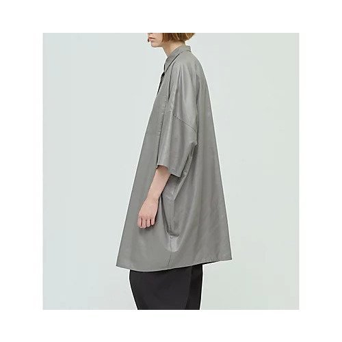 【ミズイロ インド/mizuiro ind】のグロッシーワイドハーフスリーブシャツワンピース 人気、トレンドファッション・服の通販 founy(ファニー) 　ファッション　Fashion　レディースファッション　Fashion for Women　ワンピース　Dresses　シャツワンピース / 1枚で着映えコーデ　Shirt Dresses　オイル　Body Oil　ベーシック　Basic, Essential　レギュラー　Regular, Standard Fit　ワイド　Wide, Wide Fit　定番　Standard, Basic Item　other-3|ID: prp329100004664874 ipo3291000000033744498