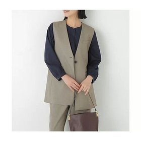 【ヒューマンウーマン/HUMAN WOMAN】 強撚シャークスキンノーカラージレ人気、トレンドファッション・服の通販 founy(ファニー) ファッション Fashion レディースファッション Fashion for Women アウター Coat / Outerwear Collection トップス・カットソー Cut & Sew Tops ベスト&ジレ / 重ね着スタイル Vests & Gilets おすすめ Recommended / Our Picks スタンダード Standard, Basic ストレッチ Stretch, Stretchy Fabric セットアップ Set-Up, Coordinated Outfit チェック Check, Plaid, Tartan ベスト Vest, Waistcoat エレガント 上品 Elegant |ID:prp329100004664910