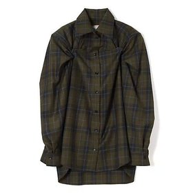 【リトコフスカヤ/LITKOVSKA】のWool shirt with twisted side details 人気、トレンドファッション・服の通販 founy(ファニー) ファッション Fashion レディースファッション Fashion for Women トップス・カットソー Cut & Sew Tops シャツ・ブラウス・オフィスカジュアル Elegant Blouses & Button-Ups 2025年 2025 2025-2026秋冬・A/W Autumn/Winter 2025–26 AW25–26 チェック Check, Plaid, Tartan ツイスト Tweed, Tweed Fabric ボトム Bottoms, Lower Wear |ID:prp329100004665051