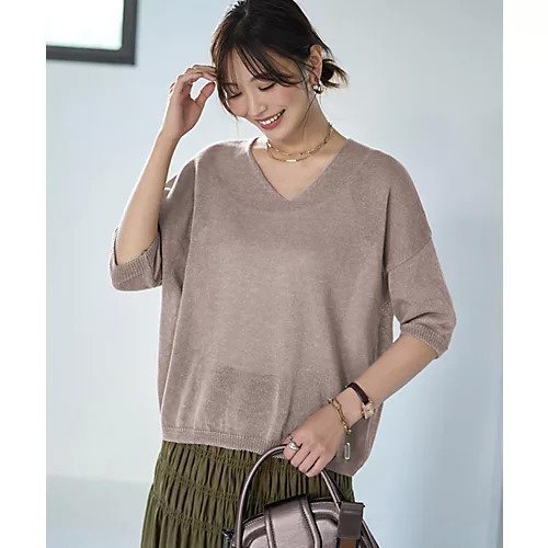 【スタイルデリ/STYLE DELI】のリネン混シアー編み5分袖Vネックニット インテリア・キッズ・メンズ・レディースファッション・服の通販 founy(ファニー) 　ファッション　Fashion　レディースファッション　Fashion for Women　トップス・カットソー　Cut & Sew Tops　ニット　Knit Tops & Sweaters　Vネックトップス　V-Neck Tops / V-Cut Neckline Shirts　イエロー　Yellow　秋　Autumn　カットソー　Cut and Sewn Top　キャミソール　Camisole, Spaghetti Strap Top　シアー　Sheer, See-Through　シンプル　Simple, Minimal　ジュエリー　Jewelry, Accessories　ストレート　Straight, Straight Cut　スリット　Slit, Slit Detail　タンク　Tank Top, Sleeveless Top　フォルム　Silhouette, Form　リアル　Real, Realistic　リネン　Linen, Linen Fabric　冬　Winter / This Winter　夏　Summer　オートミール|ID: prp329100004665055 ipo3291000000033745649