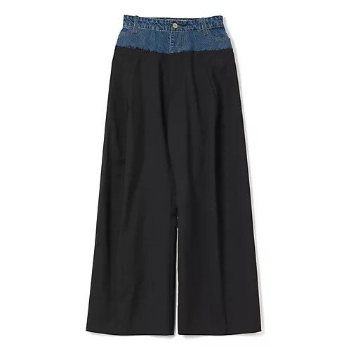 【リトコフスカヤ/LITKOVSKA】のWide-leg pants with denim panel インテリア・キッズ・メンズ・レディースファッション・服の通販 founy(ファニー) https://founy.com/ ファッション Fashion レディースファッション Fashion for Women パンツ Pants & Trousers 2025年 2025 2025-2026秋冬・A/W Autumn/Winter 2025–26 AW25–26 クラッシュ Distressed, Crashed Style デニム Denim, Jeans Material フリンジ Fringe, Tassel ワイド Wide, Wide Fit |ID: prp329100004665063 ipo3291000000033745678
