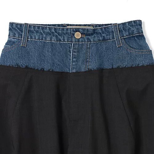 【リトコフスカヤ/LITKOVSKA】のWide-leg pants with denim panel 人気、トレンドファッション・服の通販 founy(ファニー) 　ファッション　Fashion　レディースファッション　Fashion for Women　パンツ　Pants & Trousers　2025年　2025　2025-2026秋冬・A/W　Autumn/Winter 2025–26 AW25–26　クラッシュ　Distressed, Crashed Style　デニム　Denim, Jeans Material　フリンジ　Fringe, Tassel　ワイド　Wide, Wide Fit　other-3|ID: prp329100004665063 ipo3291000000033745682