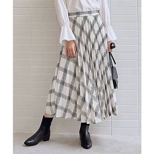 【エニー/ANY】の【新色追加/ウエストゴム】ウーリッシュプリーツスカート インテリア・キッズ・メンズ・レディースファッション・服の通販 founy(ファニー) ファッション Fashion レディースファッション Fashion for Women スカート Skirts プリーツスカート / 上品フェミニンスタイル Pleated Skirts フレア Flare, Flared プリーツ Pleats, Pleated エレガント 上品 Elegant アイボリー系チェック|ID: prp329100004669632 ipo3291000000034387033