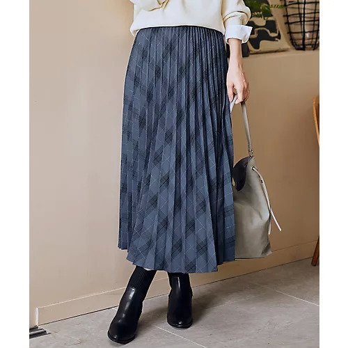 【エニー/ANY】の【新色追加/ウエストゴム】ウーリッシュプリーツスカート インテリア・キッズ・メンズ・レディースファッション・服の通販 founy(ファニー) ファッション Fashion レディースファッション Fashion for Women スカート Skirts プリーツスカート / 上品フェミニンスタイル Pleated Skirts フレア Flare, Flared プリーツ Pleats, Pleated エレガント 上品 Elegant ネイビー系チェック|ID: prp329100004669632 ipo3291000000034387034