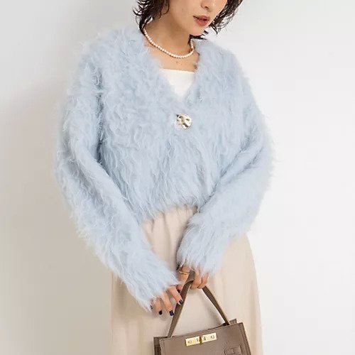 【ノーリーズソフィー/NOLLEY'S sophi】の《手洗い可能》カール起毛ショートカーディガン インテリア・キッズ・メンズ・レディースファッション・服の通販 founy(ファニー) 　ファッション　Fashion　レディースファッション　Fashion for Women　トップス・カットソー　Cut & Sew Tops　カーディガン・羽織り　Layered Style Cardigans　2025年　2025　2025-2026秋冬・A/W　Autumn/Winter 2025–26 AW25–26　エアリー　Airy Texture　カーディガン　Cardigan, Knitwear　ショート　Short, Short Length　スキッパー　Skipper, Open Collar　ワイド　Wide, Wide Fit　サックス|ID: prp329100004669686 ipo3291000000033762980