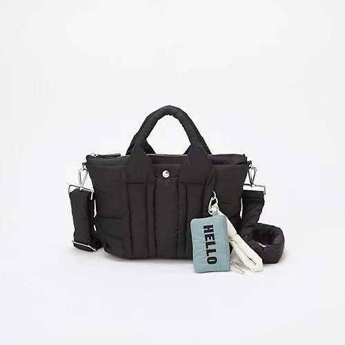 【トプカピ/TOPKAPI】の【Breath TOPKAPI】パフィング 2way ミニ トートバッグ チャーム付き インテリア・キッズ・メンズ・レディースファッション・服の通販 founy(ファニー) 　ファッション　Fashion　レディースファッション　Fashion for Women　バッグ　Bags　クッション　Cushion, Throw Pillow　ショルダー　Shoulder, Shoulder Strap　財布　Wallet, Purse　チャーム　Charm, Pendant　フォルム　Silhouette, Form　ポーチ　Pouch, Small Case　リップ　Lip, Lip Motif　ブラック|ID: prp329100004669719 ipo3291000000033763265