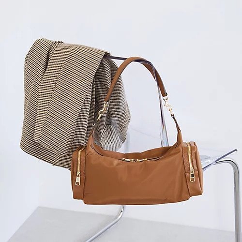 【トプカピ/TOPKAPI】の【TREASURE TOPKAPI】ナイロン サイドポケット ワンハンドル ショルダーバッグ インテリア・キッズ・メンズ・レディースファッション・服の通販 founy(ファニー) 　ファッション　Fashion　レディースファッション　Fashion for Women　バッグ　Bags　ショルダー　Shoulder, Shoulder Strap　スクエア　Square, Square Shape　ダブル　Double, Double-Breasted　ポケット　Pocket, Pocket Detail　ミックス　Mix, Mixed Style　エレガント 上品　Elegant　財布　Wallet, Purse　キャメル|ID: prp329100004669723 ipo3291000000033763298