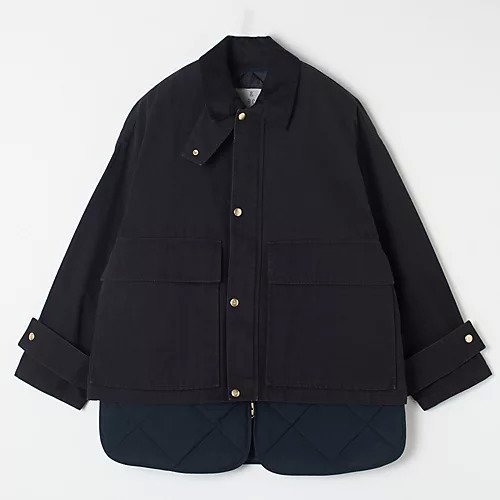 【カレンソロジー/Curensology】のコットンワークブルゾン インテリア・キッズ・メンズ・レディースファッション・服の通販 founy(ファニー) 　ファッション　Fashion　レディースファッション　Fashion for Women　アウター　Coat / Outerwear Collection　ブルゾンジャケット・スポーティアウター　Blouson Jackets　インナー　Innerwear　キルティング　Quilted, Quilting　サテン　Satin, Glossy Fabric　ショート　Short, Short Length　ジャケット　Jacket, Outerwear　バランス　Balance, Style Balance　フロント　Front, Front Design　ブルゾン　Blouson, Bomber Jacket　ベスト　Vest, Waistcoat　ポケット　Pocket, Pocket Detail　ワーク　Workwear, Utility Style　ヴィンテージ　Vintage Style　洗える　Machine Washable　【HPS別注】ブラックネイビー|ID: prp329100004669755 ipo3291000000033763530