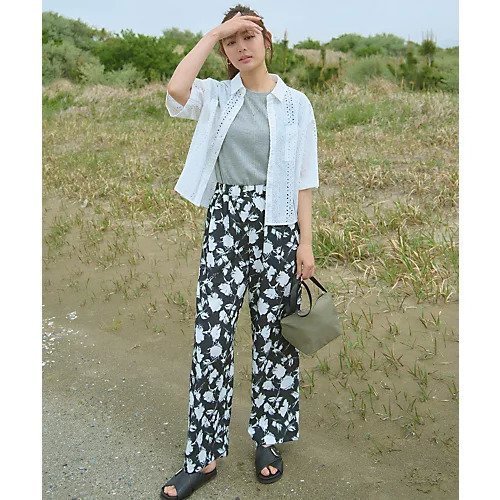 【エニー/ANY】の【洗濯機可/ウエストゴム】プリントパンツ インテリア・キッズ・メンズ・レディースファッション・服の通販 founy(ファニー) 　ファッション　Fashion　レディースファッション　Fashion for Women　パンツ　Pants & Trousers　シンプル　Simple, Minimal　タンク　Tank Top, Sleeveless Top　プリント　Print, Printed Pattern　モダン　Modern, Contemporary　夏　Summer　チャコールベース|ID: prp329100004671333 ipo3291000000033769381