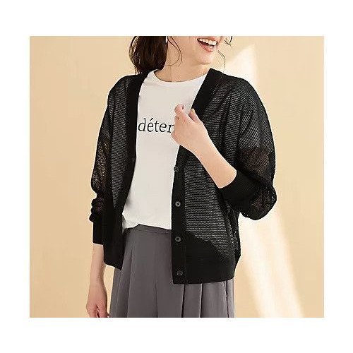 【エニー/ANY】のメッシュVネックニットカーディガン インテリア・キッズ・メンズ・レディースファッション・服の通販 founy(ファニー) 　ファッション　Fashion　レディースファッション　Fashion for Women　トップス・カットソー　Cut & Sew Tops　ニット　Knit Tops & Sweaters　カーディガン・羽織り　Layered Style Cardigans　Vネックトップス　V-Neck Tops / V-Cut Neckline Shirts　おすすめ　Recommended / Our Picks　インナー　Innerwear　カーディガン　Cardigan, Knitwear　デニム　Denim, Jeans Material　メッシュ　Mesh, Net Fabric　ブラック|ID: prp329100004671346 ipo3291000000035291759