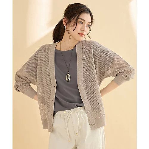 【エニー/ANY】のメッシュVネックニットカーディガン インテリア・キッズ・メンズ・レディースファッション・服の通販 founy(ファニー) 　ファッション　Fashion　レディースファッション　Fashion for Women　トップス・カットソー　Cut & Sew Tops　ニット　Knit Tops & Sweaters　カーディガン・羽織り　Layered Style Cardigans　Vネックトップス　V-Neck Tops / V-Cut Neckline Shirts　おすすめ　Recommended / Our Picks　インナー　Innerwear　カーディガン　Cardigan, Knitwear　デニム　Denim, Jeans Material　メッシュ　Mesh, Net Fabric　サンドベージュ|ID: prp329100004671346 ipo3291000000035291761