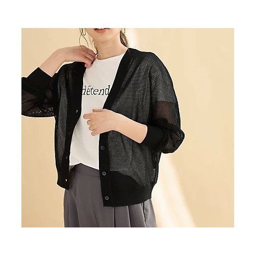 【エニー/ANY】のメッシュVネックニットカーディガン 人気、トレンドファッション・服の通販 founy(ファニー) 　ファッション　Fashion　レディースファッション　Fashion for Women　トップス・カットソー　Cut & Sew Tops　ニット　Knit Tops & Sweaters　カーディガン・羽織り　Layered Style Cardigans　Vネックトップス　V-Neck Tops / V-Cut Neckline Shirts　おすすめ　Recommended / Our Picks　インナー　Innerwear　カーディガン　Cardigan, Knitwear　デニム　Denim, Jeans Material　メッシュ　Mesh, Net Fabric　other-3|ID: prp329100004671346 ipo3291000000035291765