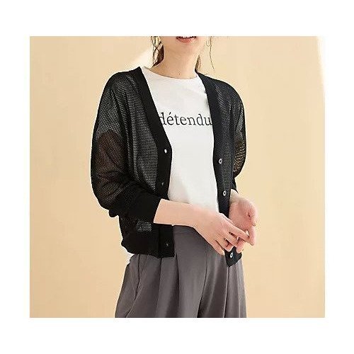 【エニー/ANY】のメッシュVネックニットカーディガン 人気、トレンドファッション・服の通販 founy(ファニー) 　ファッション　Fashion　レディースファッション　Fashion for Women　トップス・カットソー　Cut & Sew Tops　ニット　Knit Tops & Sweaters　カーディガン・羽織り　Layered Style Cardigans　Vネックトップス　V-Neck Tops / V-Cut Neckline Shirts　おすすめ　Recommended / Our Picks　インナー　Innerwear　カーディガン　Cardigan, Knitwear　デニム　Denim, Jeans Material　メッシュ　Mesh, Net Fabric　other-2|ID: prp329100004671346 ipo3291000000036321648