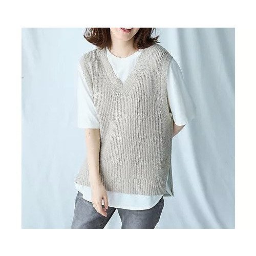 【エニー/ANY】のVネックラメニットベスト 人気、トレンドファッション・服の通販 founy(ファニー) 　ファッション　Fashion　レディースファッション　Fashion for Women　アウター　Coat / Outerwear Collection　トップス・カットソー　Cut & Sew Tops　ニット　Knit Tops & Sweaters　ベスト&ジレ / 重ね着スタイル　Vests & Gilets　Vネックトップス　V-Neck Tops / V-Cut Neckline Shirts　シンプル　Simple, Minimal　デニム　Denim, Jeans Material　ベスト　Vest, Waistcoat　畦　Ribbed Knit　other-3|ID: prp329100004671360 ipo3291000000036053129