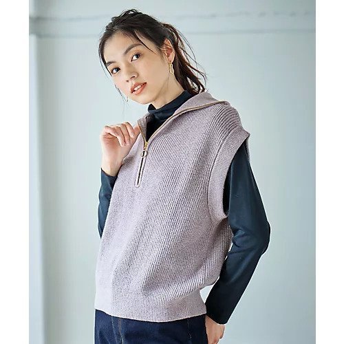 【エニー/ANY】の【洗濯機可】ハーフジップニットベスト インテリア・キッズ・メンズ・レディースファッション・服の通販 founy(ファニー) 　ファッション　Fashion　レディースファッション　Fashion for Women　アウター　Coat / Outerwear Collection　トップス・カットソー　Cut & Sew Tops　ニット　Knit Tops & Sweaters　ベスト&ジレ / 重ね着スタイル　Vests & Gilets　おすすめ　Recommended / Our Picks　インナー　Innerwear　ジップ　Zip, Zipper　トレンド　Trend, Trending Now　畦　Ribbed Knit　グレー|ID: prp329100004671370 ipo3291000000033769599