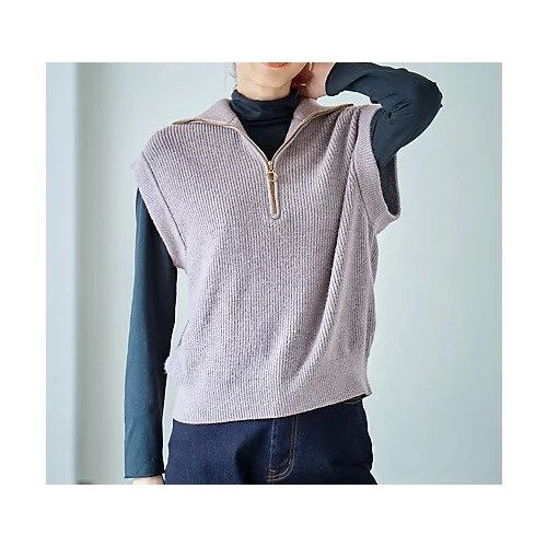 【エニー/ANY】の【洗濯機可】ハーフジップニットベスト 人気、トレンドファッション・服の通販 founy(ファニー) 　ファッション　Fashion　レディースファッション　Fashion for Women　アウター　Coat / Outerwear Collection　トップス・カットソー　Cut & Sew Tops　ニット　Knit Tops & Sweaters　ベスト&ジレ / 重ね着スタイル　Vests & Gilets　おすすめ　Recommended / Our Picks　インナー　Innerwear　ジップ　Zip, Zipper　トレンド　Trend, Trending Now　畦　Ribbed Knit　other-2|ID: prp329100004671370 ipo3291000000033769600