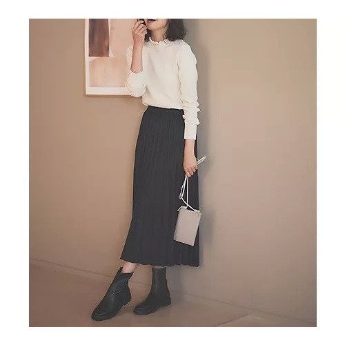 【エニー/ANY】の【10色展開/ウエストゴム/洗濯機可能】ウーリッシュフラノ プリーツスカート インテリア・キッズ・メンズ・レディースファッション・服の通販 founy(ファニー) 　ファッション　Fashion　レディースファッション　Fashion for Women　スカート　Skirts　プリーツスカート / 上品フェミニンスタイル　Pleated Skirts　フェミニン　Feminine, Girly　フレア　Flare, Flared　プリーツ　Pleats, Pleated　エレガント 上品　Elegant　ブラック|ID: prp329100004671377 ipo3291000000034526690