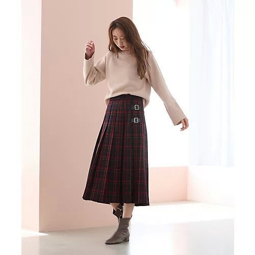 【エニー/ANY】の【手洗い/ウエストゴム】チェック柄フリンジプリーツスカート 人気、トレンドファッション・服の通販 founy(ファニー) 　ファッション　Fashion　レディースファッション　Fashion for Women　スカート　Skirts　プリーツスカート / 上品フェミニンスタイル　Pleated Skirts　おすすめ　Recommended / Our Picks　クリスマス X'mas　Christmas / X'mas　チェック　Check, Plaid, Tartan　フリンジ　Fringe, Tassel　プリーツ　Pleats, Pleated　other-3|ID: prp329100004671379 ipo3291000000033769639