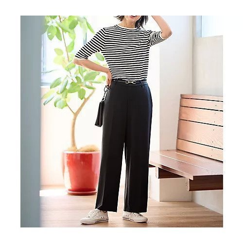 【エニー/ANY】の【洗濯機可/ウエストゴム/2WAYストレッチ】ワイドパンツ インテリア・キッズ・メンズ・レディースファッション・服の通販 founy(ファニー) 　ファッション　Fashion　レディースファッション　Fashion for Women　パンツ　Pants & Trousers　おすすめ　Recommended / Our Picks　シンプル　Simple, Minimal　ストレッチ　Stretch, Stretchy Fabric　センター　Center, Center Line　ワイド　Wide, Wide Fit　ブラック|ID: prp329100004671383 ipo3291000000033769662