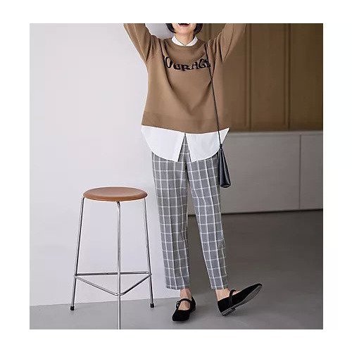 【エニー/ANY】の【洗濯機可/ストレッチ/ウエストゴム/裏起毛】マルチファンクションストレッチチェックテーパードパンツ インテリア・キッズ・メンズ・レディースファッション・服の通販 founy(ファニー) 　ファッション　Fashion　レディースファッション　Fashion for Women　パンツ　Pants & Trousers　シンプル　Simple, Minimal　ストレッチ　Stretch, Stretchy Fabric　センター　Center, Center Line　チェック　Check, Plaid, Tartan　定番　Standard, Basic Item　人気　Popular, Best Seller　ピーチ　Peach, Soft Touch　ミックス　Mix, Mixed Style　楽ちん　Easy Fit, Comfortable　A/W・秋冬　Autumn/Winter　おすすめ　Recommended / Our Picks　グレーチェック|ID: prp329100004671388 ipo3291000000033769700